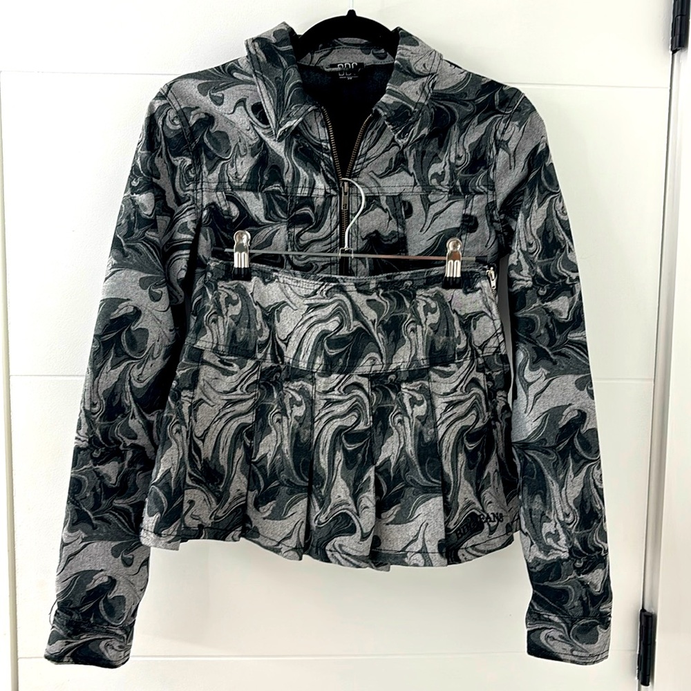 Sexy Denim Mini Skirt and Jacket Set - Size XS